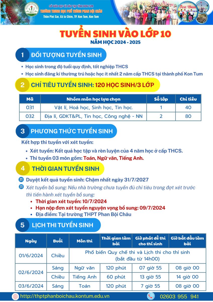 Tuyển sinh vào Lớp 10 năm học 2024-2025