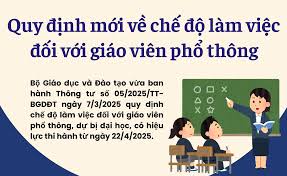 Quy định mới về Chế độ làm việc đối với giáo viên phổ thông, dự bị đại học, kể từ ngày 22/4/2025